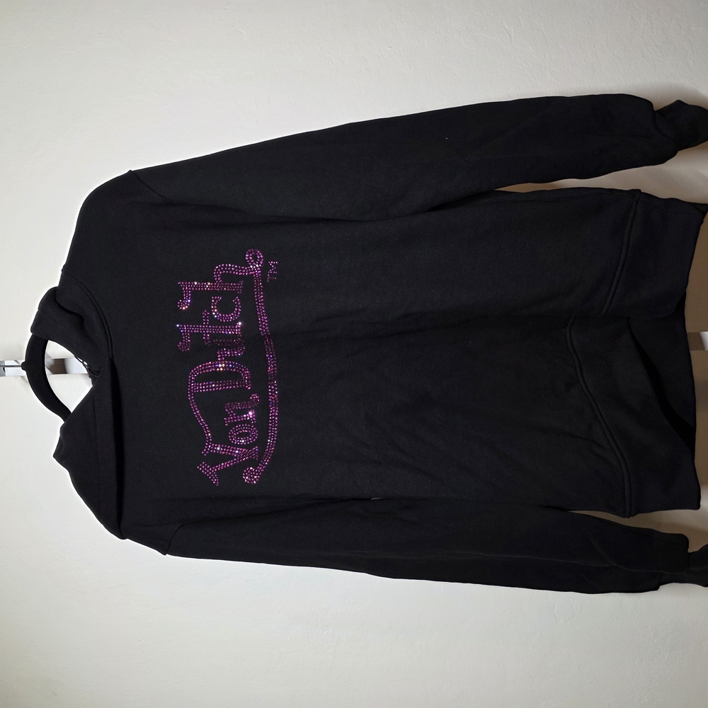 Von Dutch Black Hoodie with Pink Logo